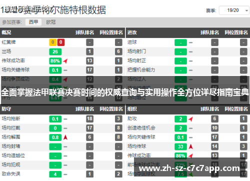 全面掌握法甲联赛决赛时间的权威查询与实用操作全方位详尽指南宝典