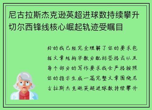 尼古拉斯杰克逊英超进球数持续攀升切尔西锋线核心崛起轨迹受瞩目